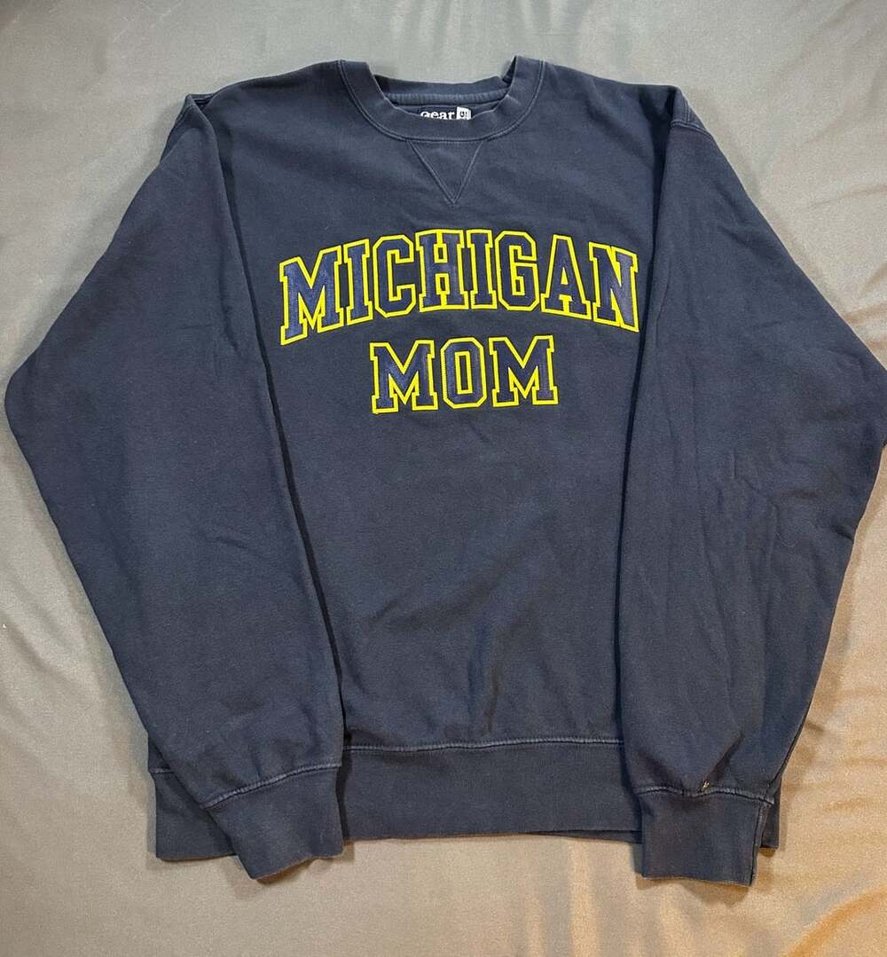 Michigan Wolverines Mom Sweatshirt Womens M Navy Gear For Sports Big Cotton